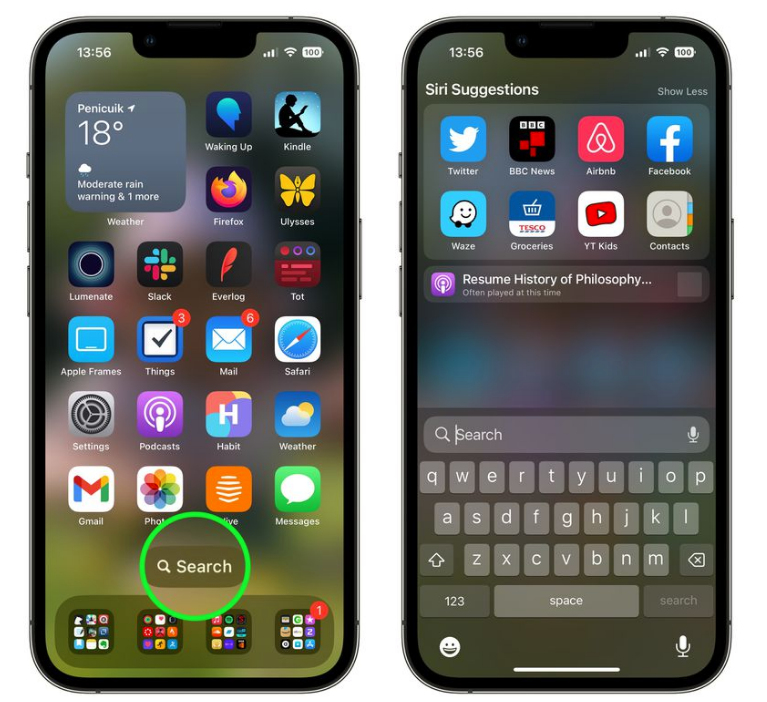 北辰苹果手机维修分享升级到 iOS 16 后，如何删除主屏幕上的搜索按钮 