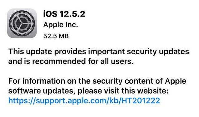 北辰苹果手机维修分享iOS12.5.2发布，建议所有老苹果用户安装 